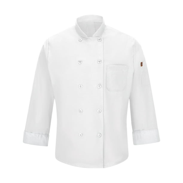 Red Kap Womens Long Sleeve Ten Button Chef Coat with Mimix and Oilblok